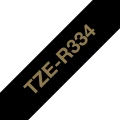 Brother original TZe-R334 satinbånd – Guld på sort, 12 mm bredt