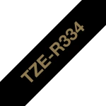 Brother original TZe-R334 satinbånd – Guld på sort, 12 mm bredt Brother original TZe-R334 satinbånd – Guld på sort, 12 mm bredt