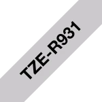 Brother original TZe-R931 satinbånd - Sort på sølv, 12 mm bredt Brother original TZe-R931 satinbånd - Sort på sølv, 12 mm bredt