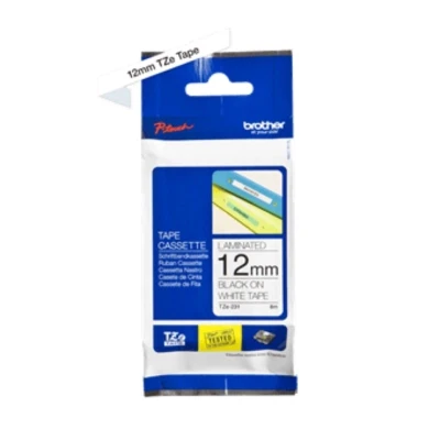 Brother original TZe231 tape &ndash; sort p&aring; hvid, 12 mm bred