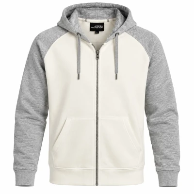 JAMES & NICHOLSON MEN'S LIFESTYLE ZIP-HOODY Offwhite/Gråmeleret Stor - Køb Nu JAMES & NICHOLSON MEN'S LIFESTYLE ZIP-HOODY Offwhite/Grey Heather Large