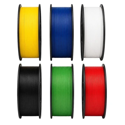 SKILPRO - ABS Filament pakke - Hvid, sort, m&oslash;rkebl&aring;, r&oslash;d, gr&oslash;n og gul - 6 x 1 kg