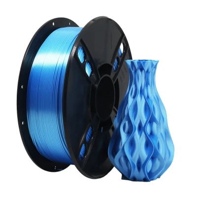SKILPRO Silk PLA++ Filament - Silkeblåt 3D-print med højglans og metallisk look SKILPRO - Silk PLA++ Filament - Silk blue - 1kg
