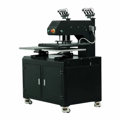 Dobbeltstation Elektrisk Automatisk Varmepresse med Laserpositionering Skilpro Dobbeltstation Elektrisk Automatisk Varmepresse 40x60 cm med Laserpositionering