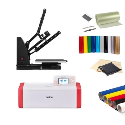 Skiltepakke med Brother ScanNCut SDX900 Sk&aelig;replotter og Semiautomatisk Varmepresser