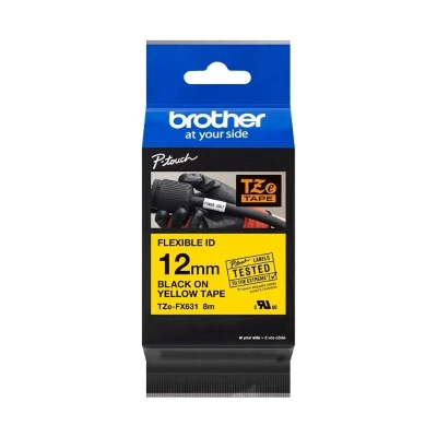 Brother original TZe-FX631 tape – sort på gul, 12 mm bred Brother original TZe-FX631 tape – sort på gul, 12 mm bred