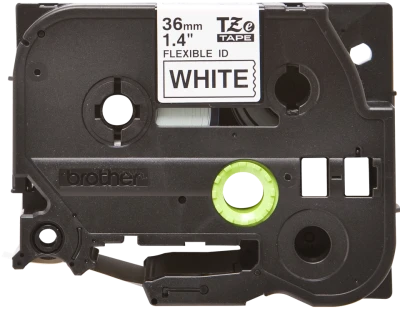 Brother original TZe-FX261 tape &ndash; sort tekst p&aring; hvid, fleksibel kabeltape, 36 mm bred