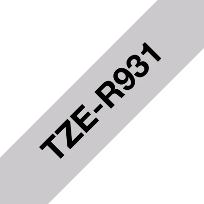 Brother original TZe-R931 satinbånd - Sort på sølv, 12 mm bredt Brother original TZe-R931 satinbånd - Sort på sølv, 12 mm bredt